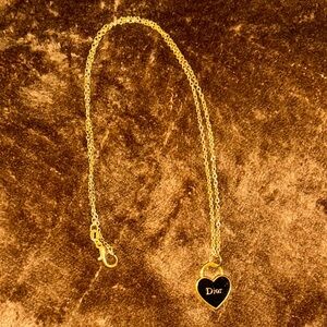 Dior Black and Gold Heart Necklace
